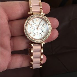 Michael Kors watch pink and rose gold trim